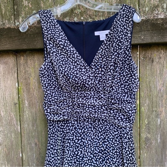 DRESS BARN polka dot sleeveless v neck fit and flare midi dress spring summer - Picture 4 of 9